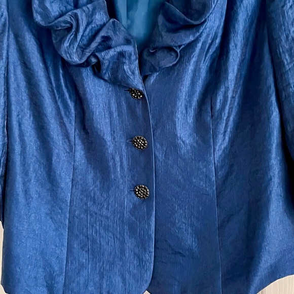 Adrianna Papell Blue Cropped Jacket Blazer/Top, size 14W - Picture 2 of 11